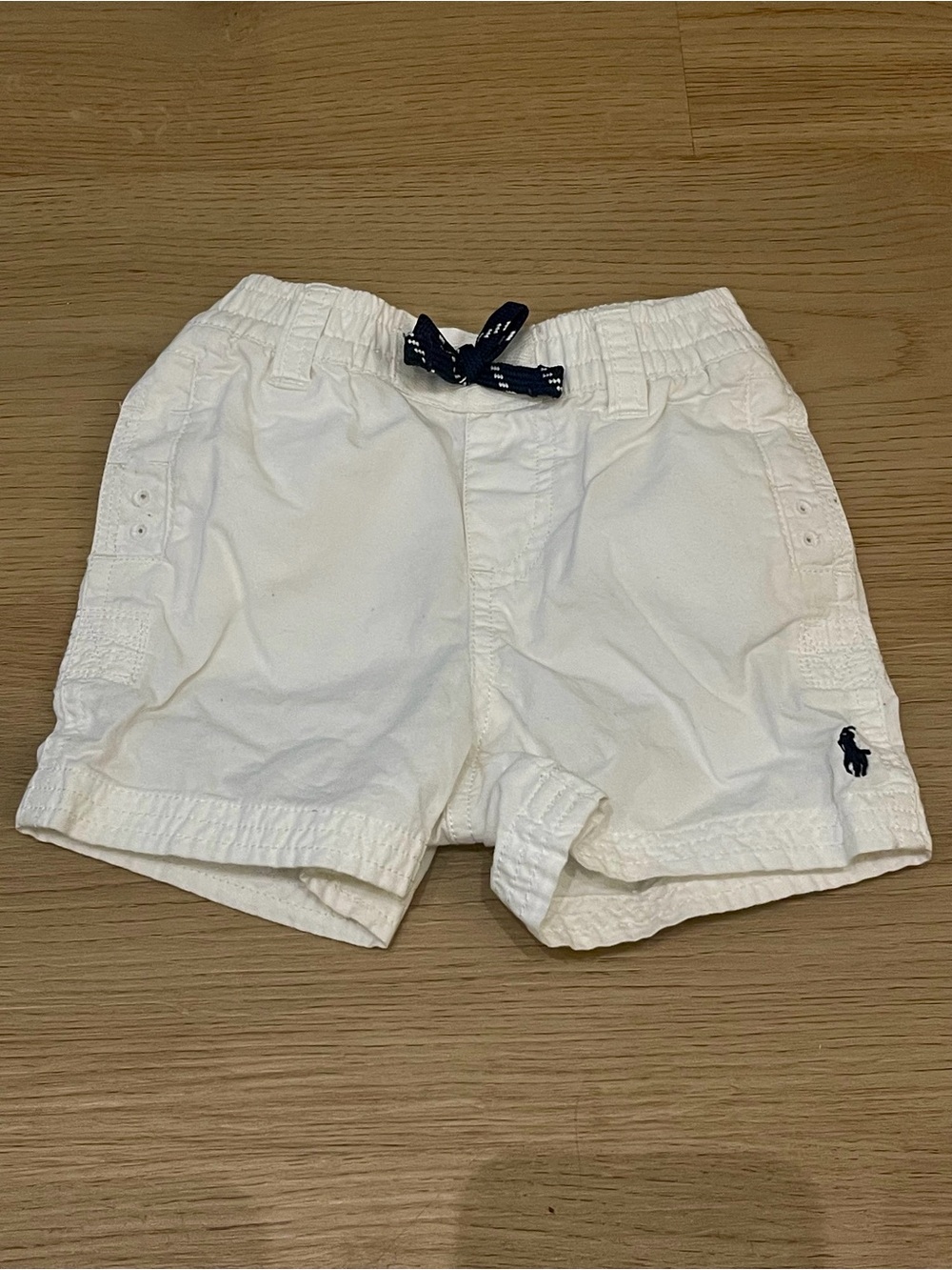 Ralph Lauren White Shorts with Navy Drawstring